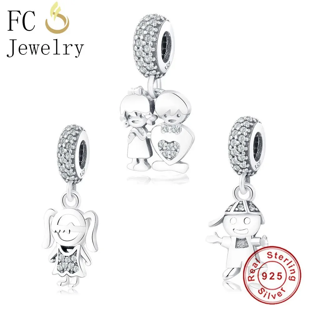 FC Jewelry Fit Original Pan Charms Bracelet 925 Sterling Silver European Boy Girl Family Mixed Kralen Bead Pendant Berloque DIY