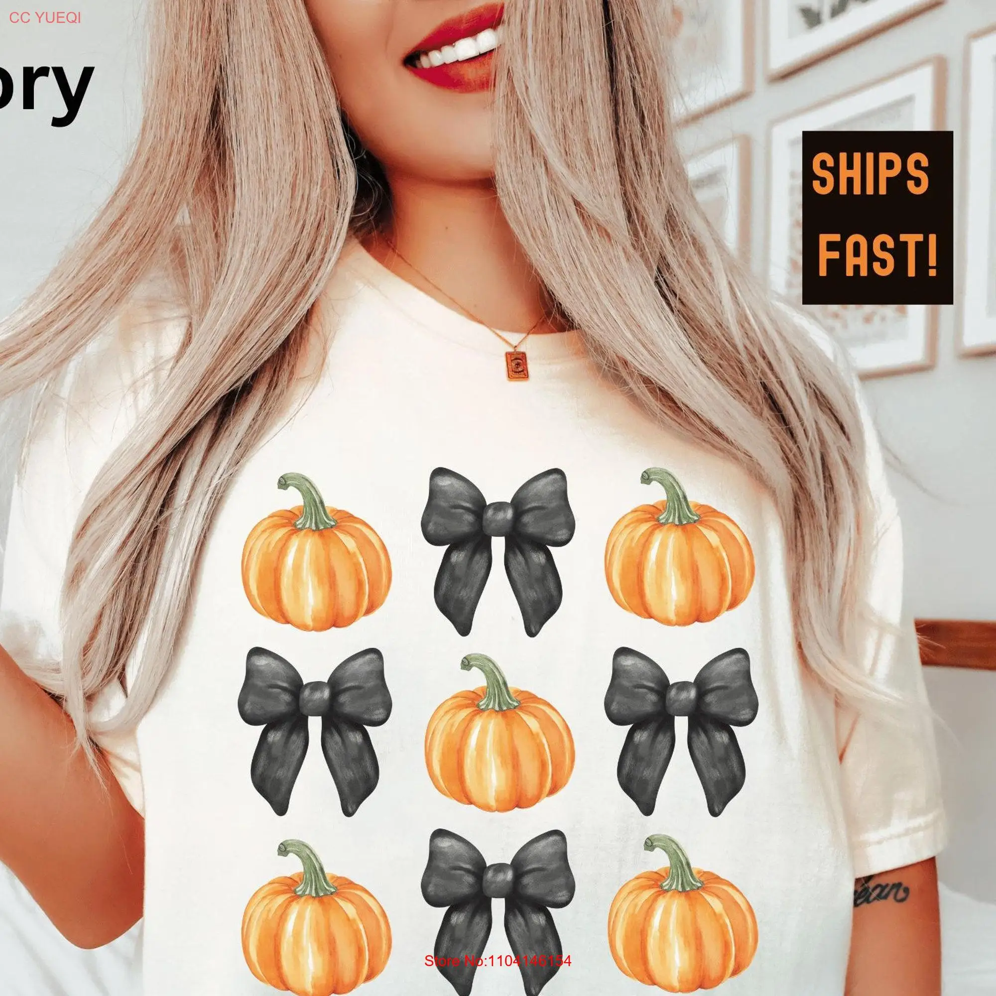 Comfort Colors Halloween T Shirt Bows Aesthetic Party Top Trendy Fall Cute in Moss Blossom Ivory Violet Yam Purple