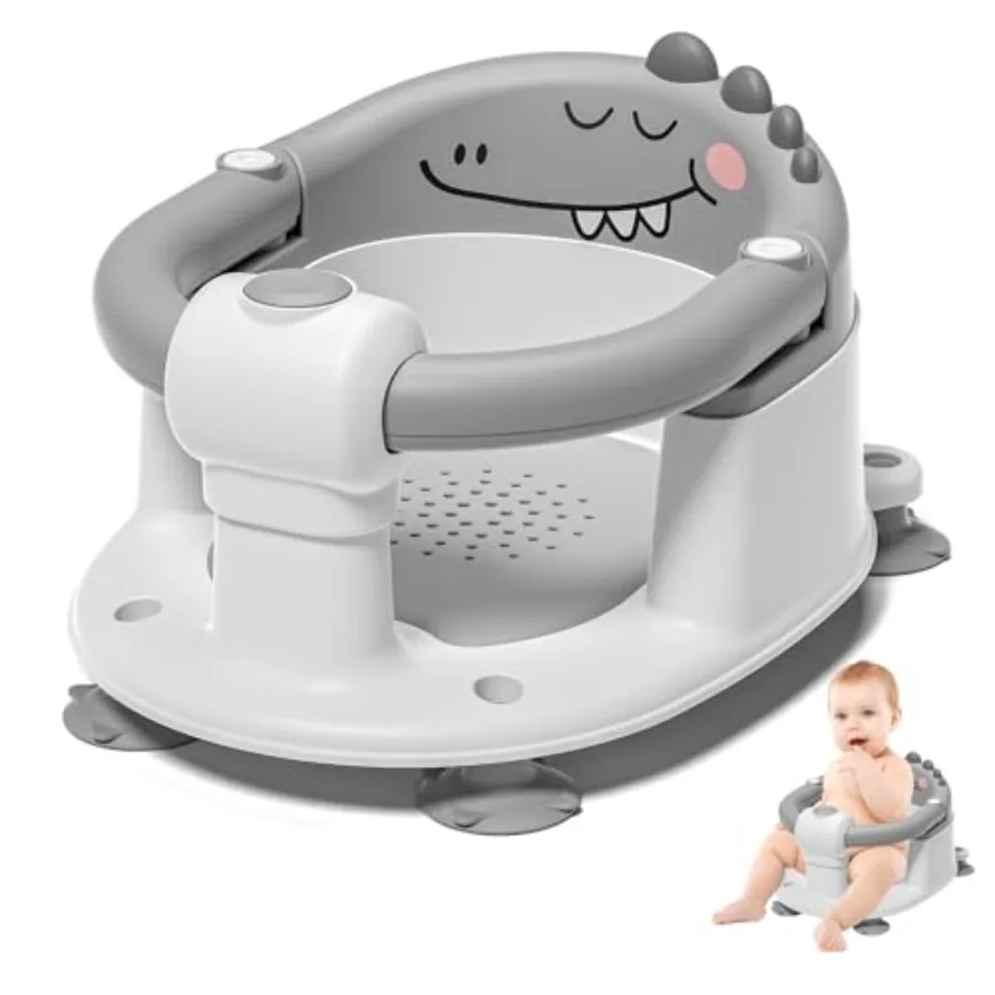 Asiento de Baño para Bebés de 5 Meses en Adelante - Asiento de Baño Antideslizante para Sentarse, Cojín Suave, Diseño Compacto, Asiento de Bañera para Niños Pequeños