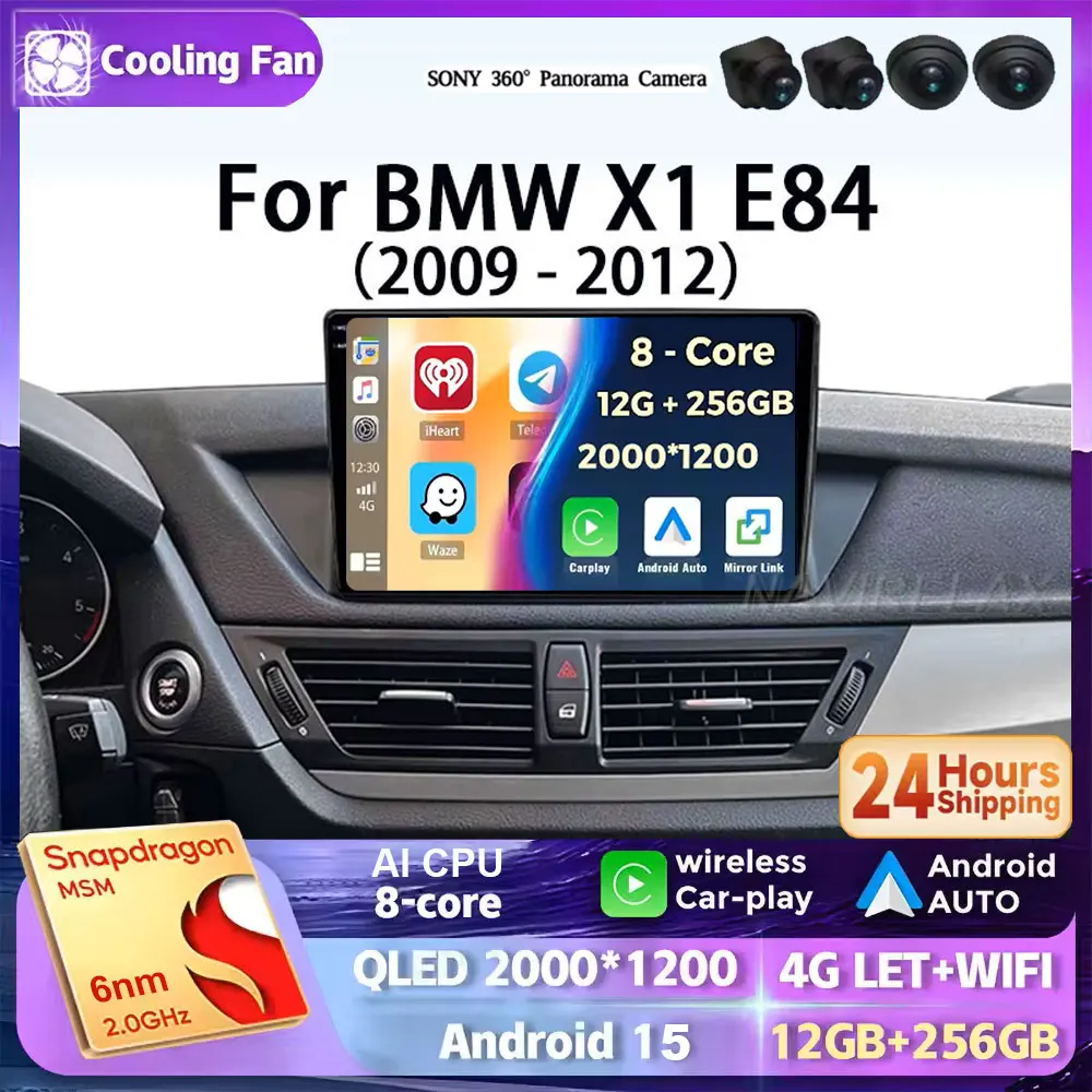 Android 15 para BMW X1 E84 2009 2010 2011 2012 2K QLED Android Radio de coche reproductor de vídeo Multimedia GPS AI voz CarPlay 4G estéreo