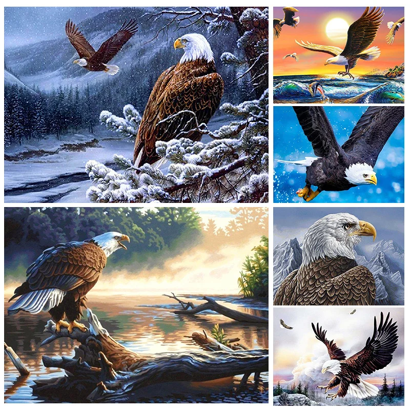 

Animal DIY 5D Diamond Painting Kits Full Drill Eagle Diamond Mosaic Hand Inlaid Rhinestones Embroidery Home Decor Gifts