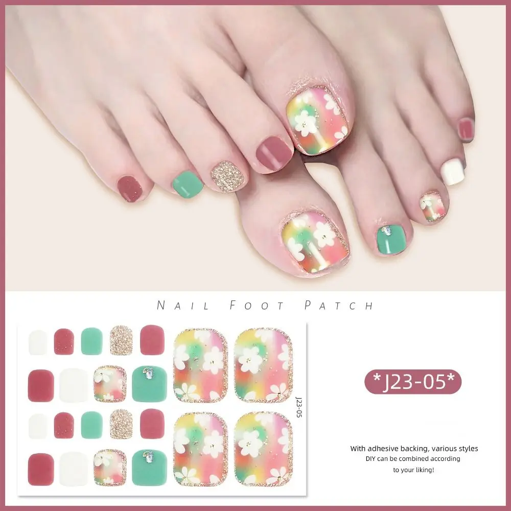 Removable Foot Nail Stickers Fashion Exquisite Toenail Nail Stickers 22 Foot White Flash Nail Supplies And Manicure Tools