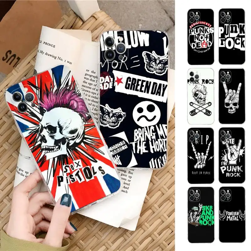 Punk Rock Phone Case Silicone Soft for iphone 14 13 12 11 Pro Mini XS MAX 8 7 6 Plus X XS XR Cover