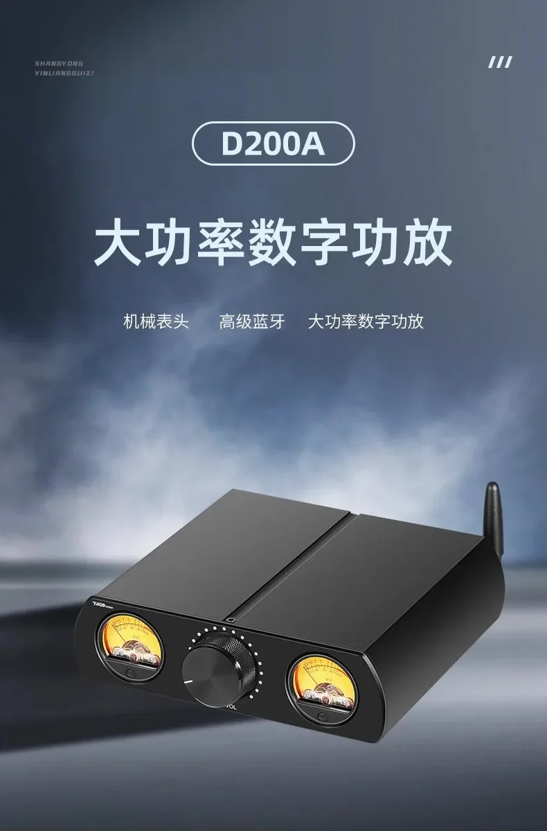Dual channel high power, digital HIFI power amplifier, Bluetooth 5.1 decoding, dual VU head