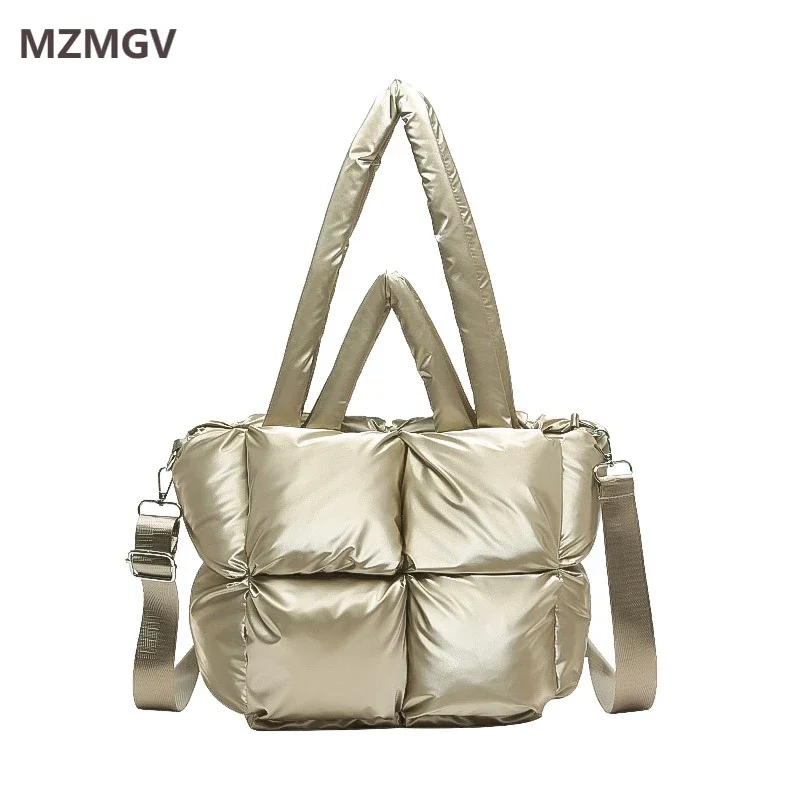 

Winter Quilted Space Cotton Puffy Shoulder Bag for Women Large Capacity Waterproof Nylon Handbag Bag Shopping Tote Bolsas