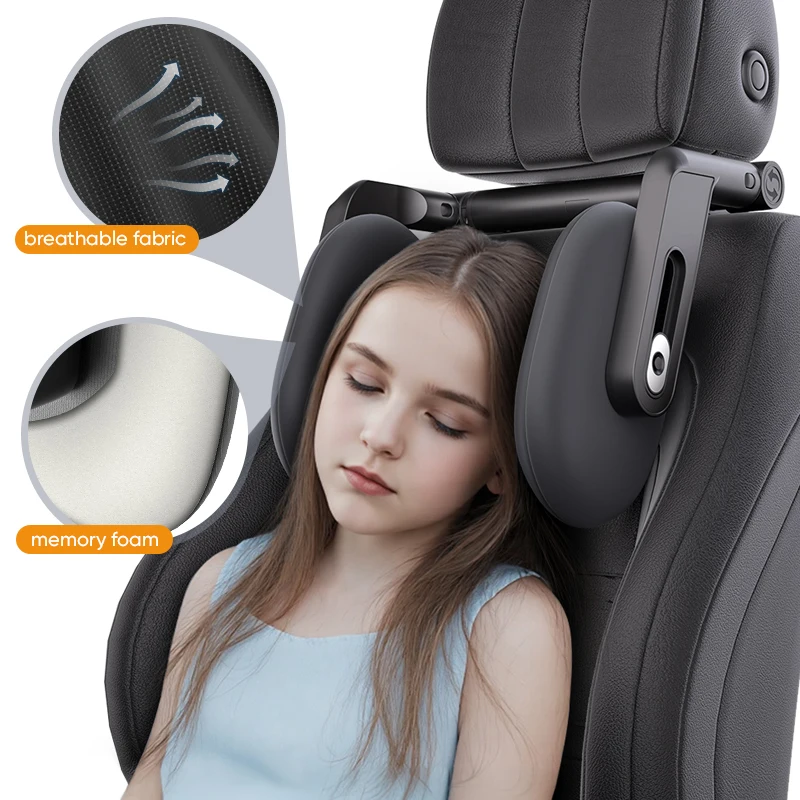 

Car Neck Headrest Pillow Cushion Car Seat Memory Foam Pad Sleep Side Head Telescopic Support on Cervical Spine for Adults Child