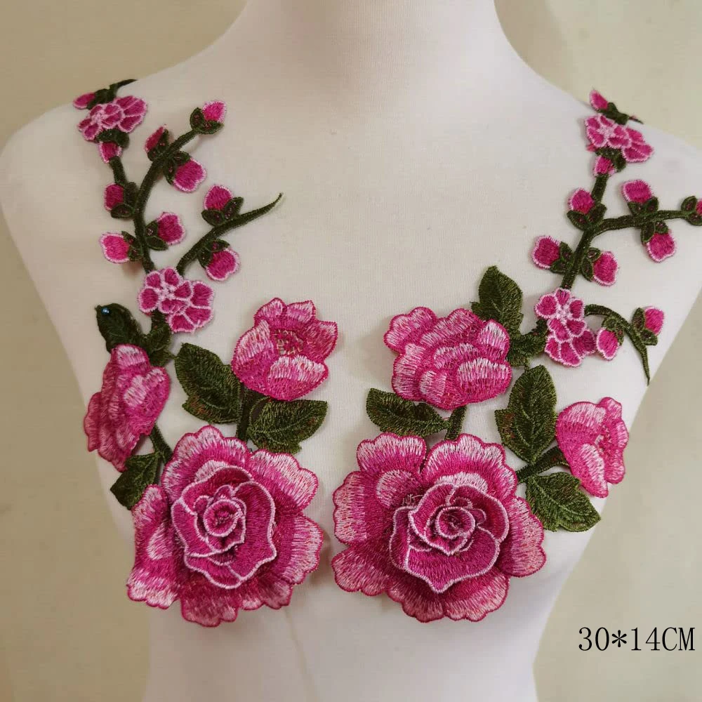 Pink Flower Patch For Repair Decoration Appliques