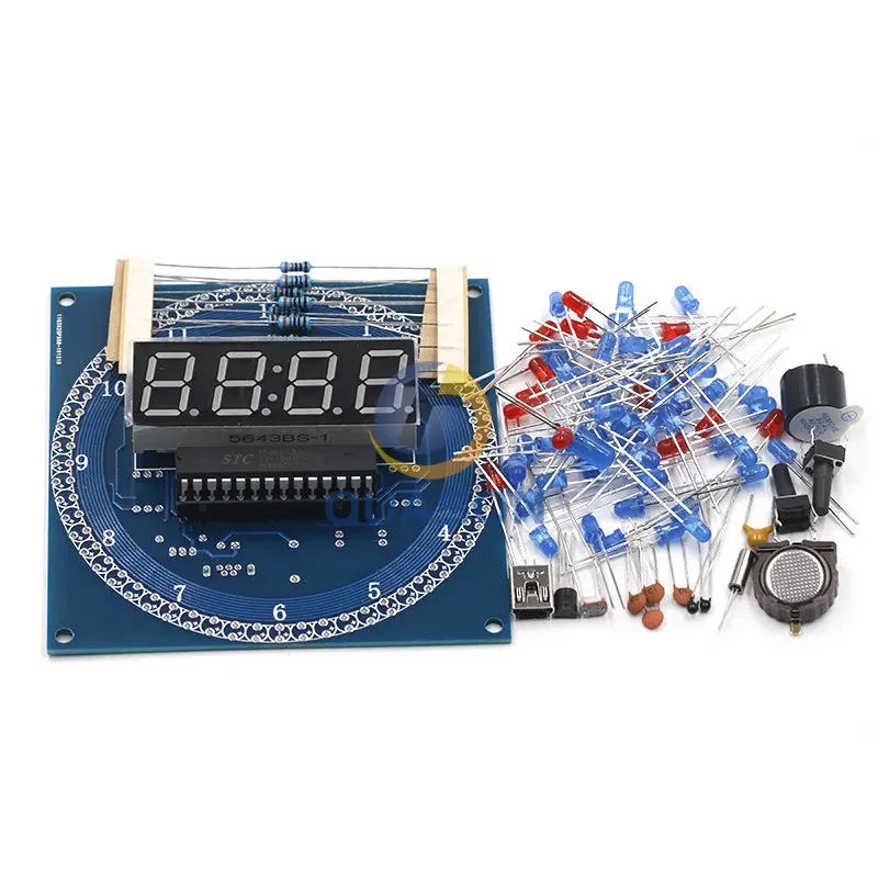 Free Shipping DS1302 Rotating LED Display Alarm Electronic Clock Module DIY KIT LED Temperature Display for arduino