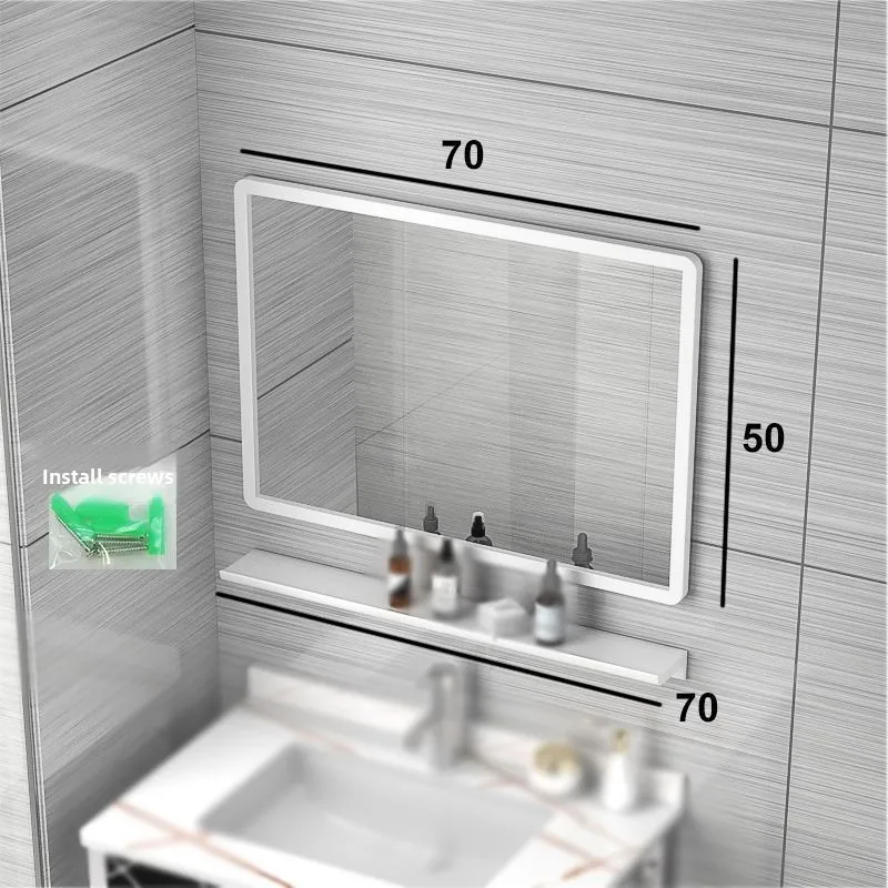 Space Aluminum Bathroom Mirror Cabinet Wall-mounted Mirror Anti-fog High Definition Wall-mounted Bathroom Rack Storage