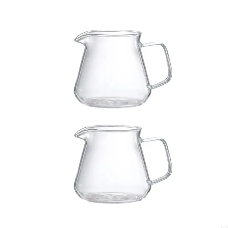 2Pieces Glass Coffee Maker Server Pot Tea Carafe With Smoothly Flows Wide Spout 