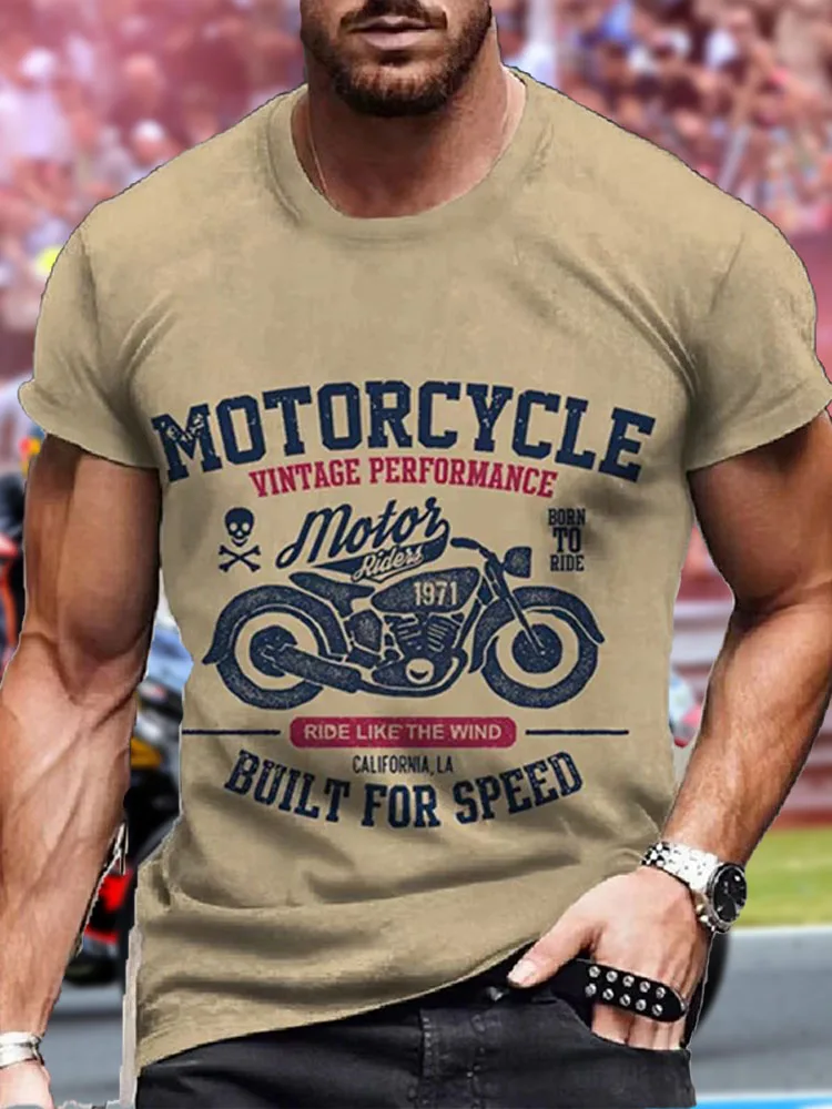 

Men's 3D Stereoscopic Motorcycle Print T-Shirt for Summer, 100% Polyester, Quick-Drying, Breathable, Cycling Apparel