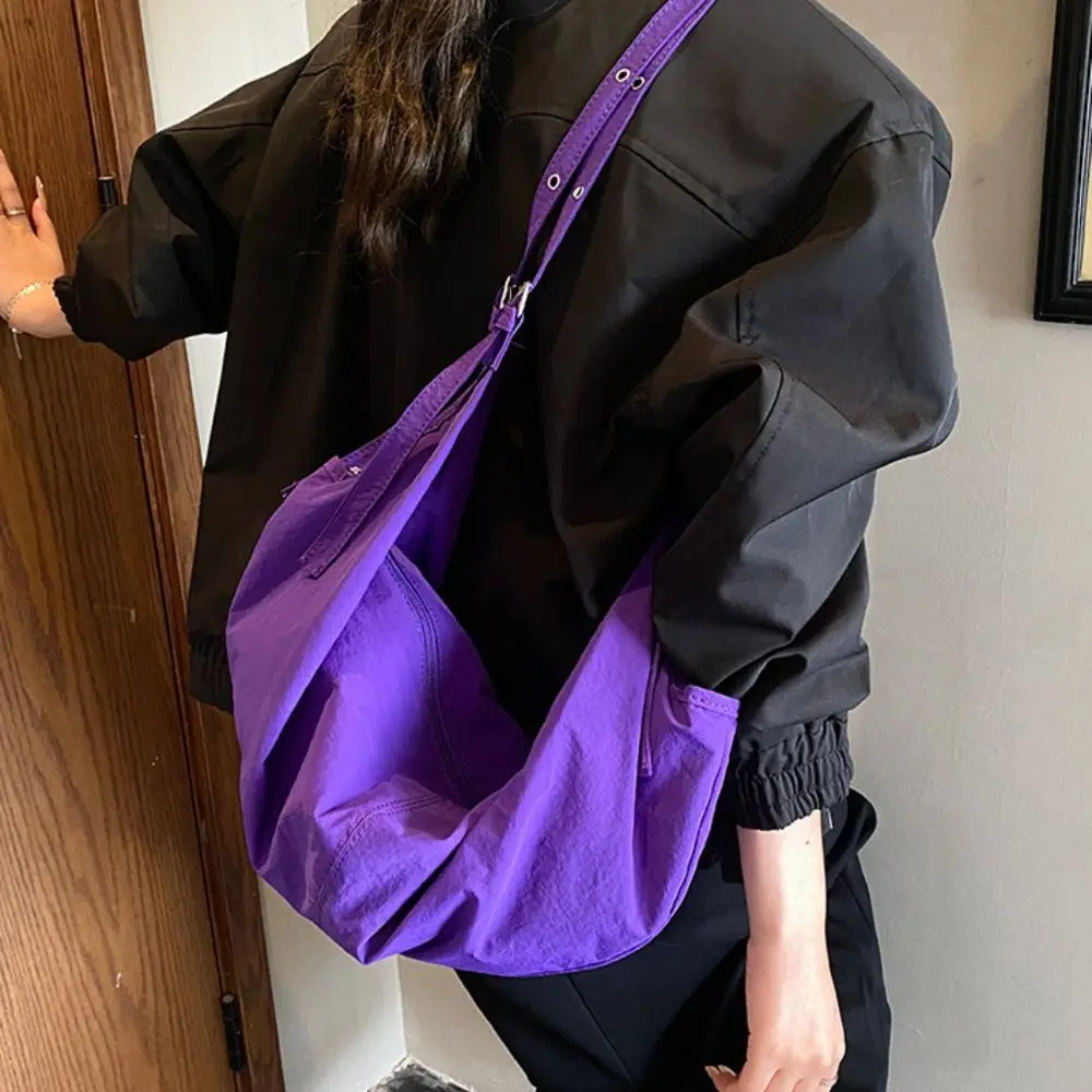 

Fashion Korean Style Nylon Shoulder Bag Lightweight Lazy Style Nylon Crossbody Bag Large Capacity Canvas Dumpling Bag Outdoor