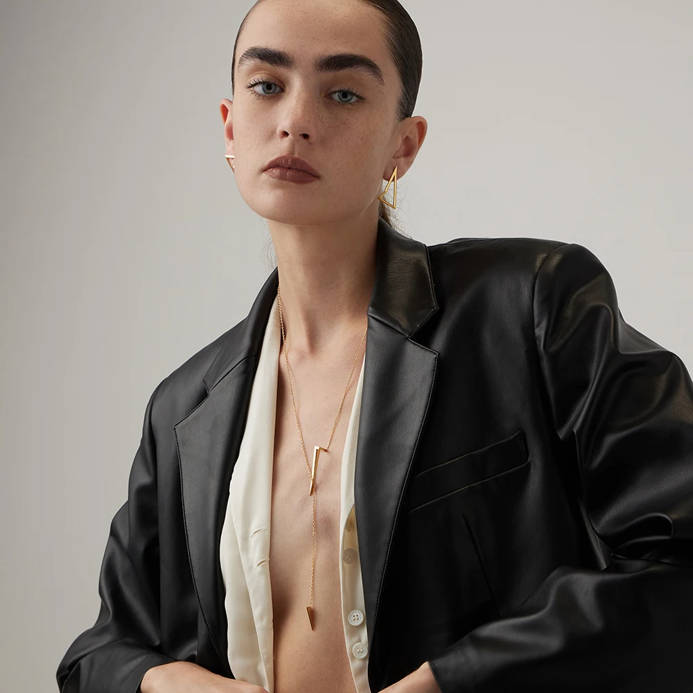 

ENFASHION треугольное ожерелье с подвеской для женщин, ювелирные изделия из нержавеющей стали, ошейники Para Mujer, аксессуары золотого цвета, ожерелья P3354