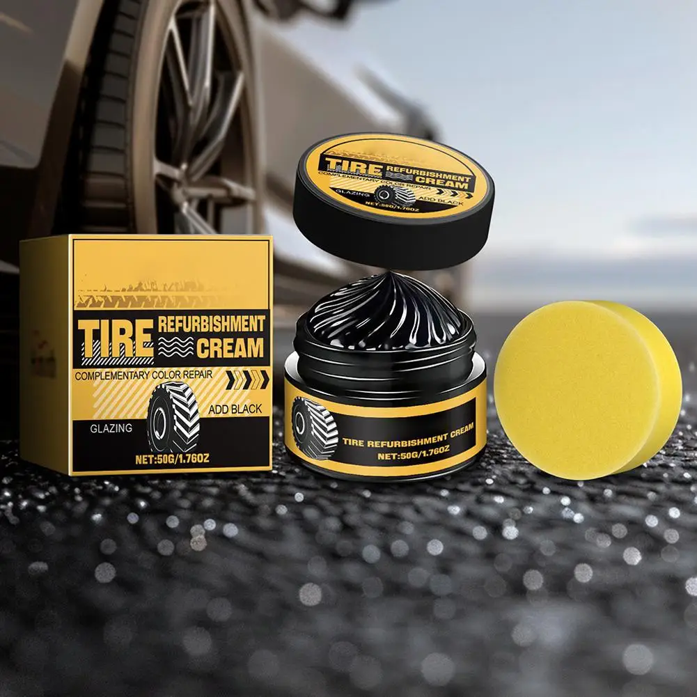 

50g Tire Coating Wax Shine Paste Retreading Film Plating, Anti-Aging for Auto Rubber Parts ﻿