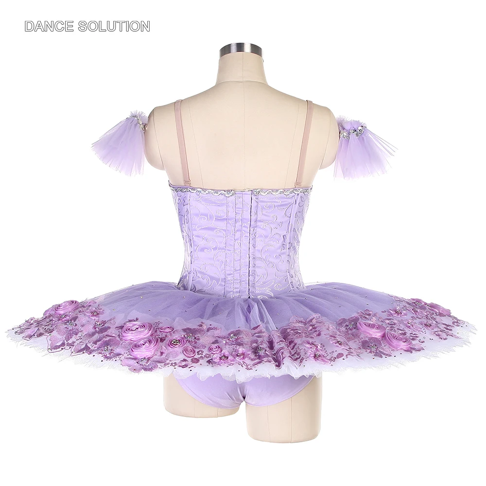 Lilac Ballet Tutu Costume with Purple Trims Customized Professional Ballet Pancake Tutu Women Stage Performance Dancewear B22152