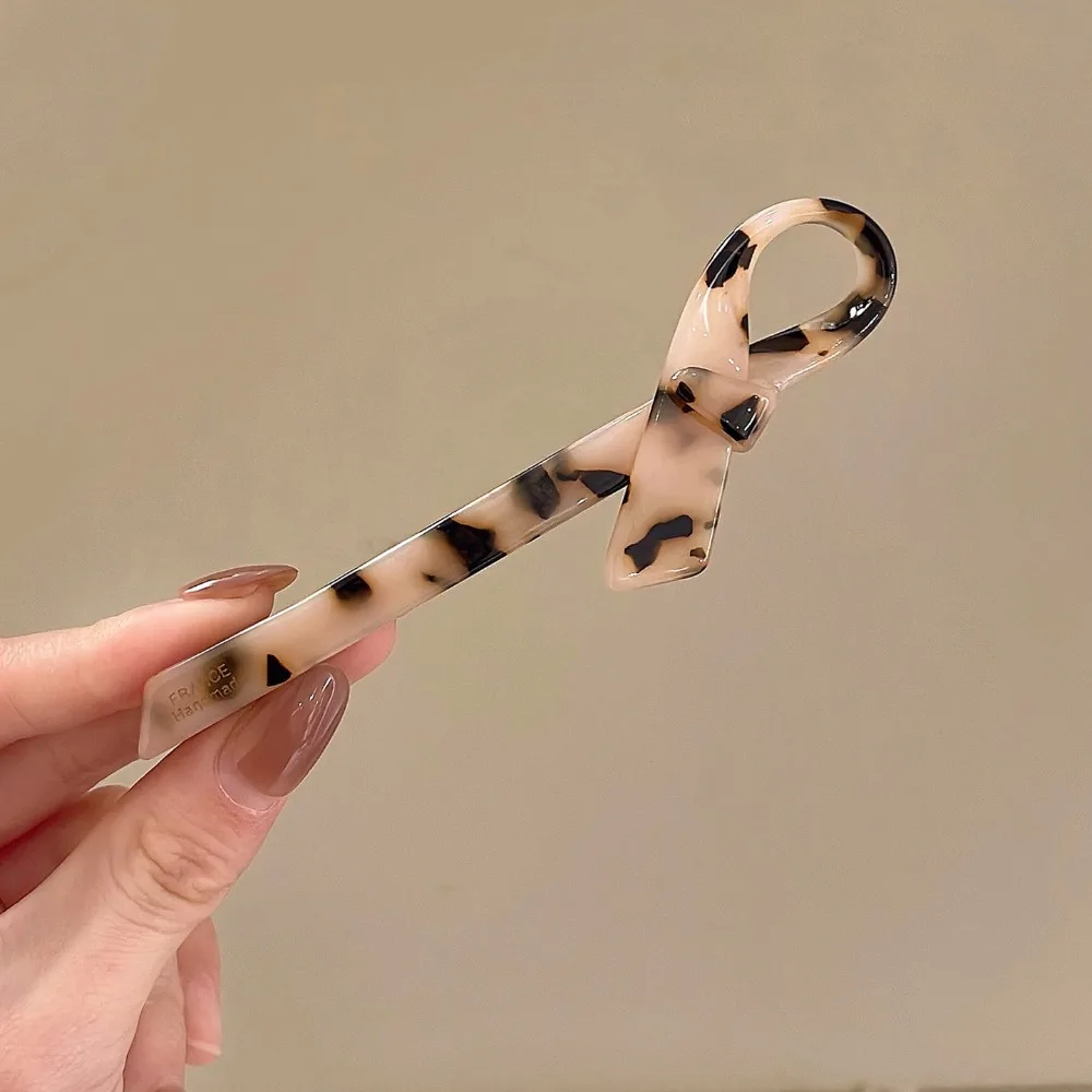 

Retro Leopard Print Acetic Acid Bow Hair Clip Korean Style Barrettes Bowknot Hairpin Headwear Side Clip Girl