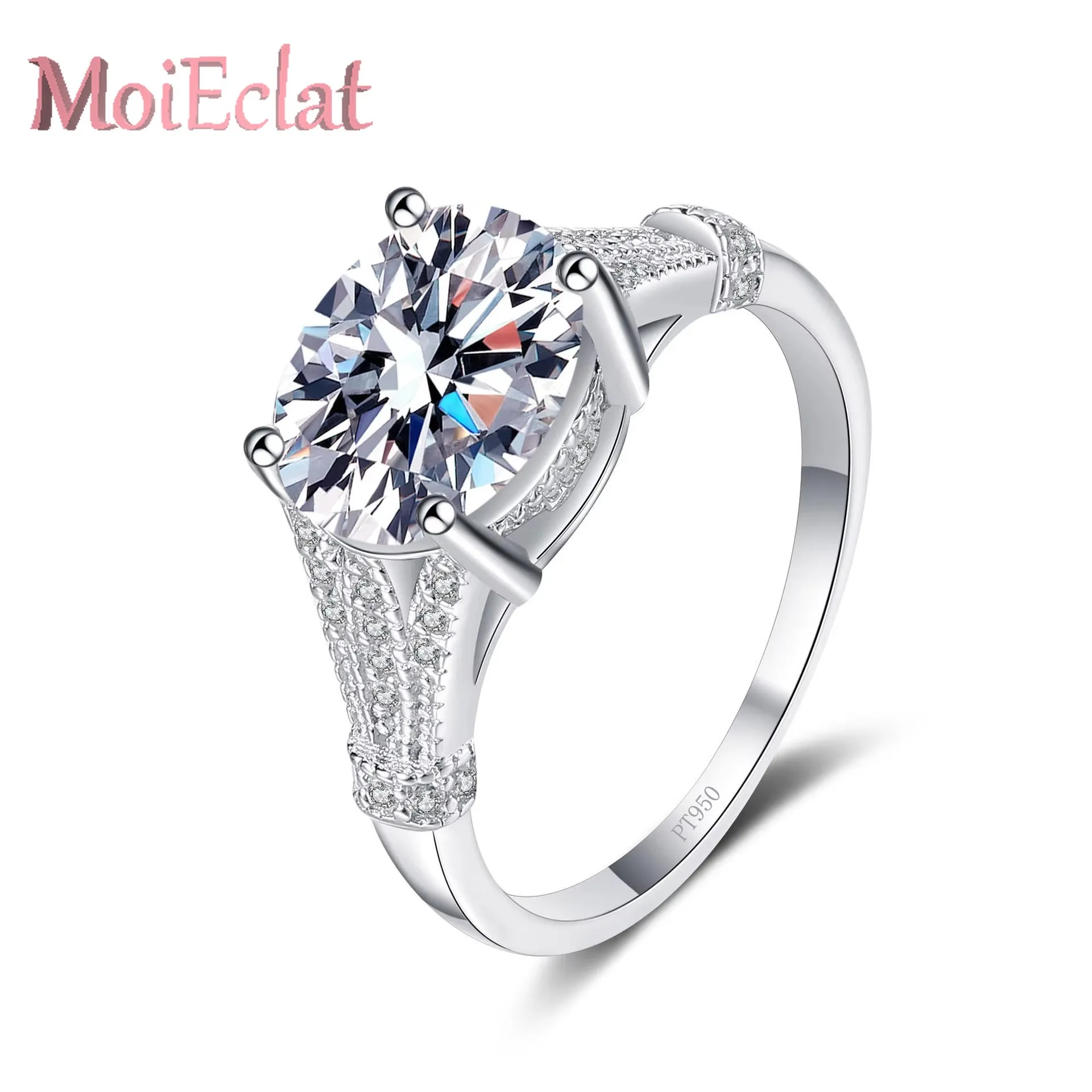 خواتم نسائية فاخرة من البلاتين Pt950 ، بيضة الحمام المبهرة 3 قيراط مويسانيتي خاتم الماس البيضاوي مجوهرات الزفاف هدية عيد ميلاد