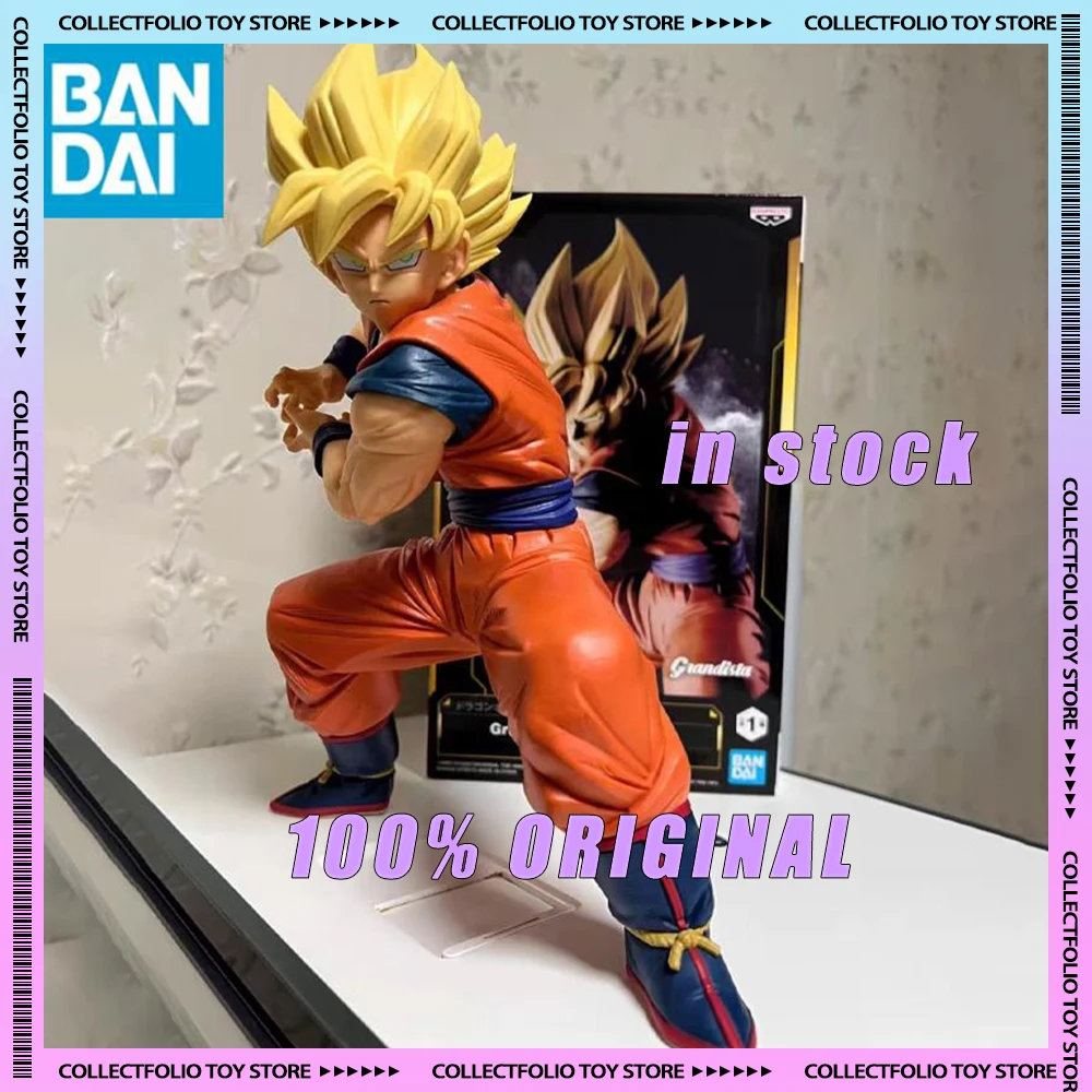 

In Stock Original Bandai Banpresto Dragon Ball GROS Grandista Son Goku Super Saiya Kamehameha PVC 22cm Anime Figure Model Toys