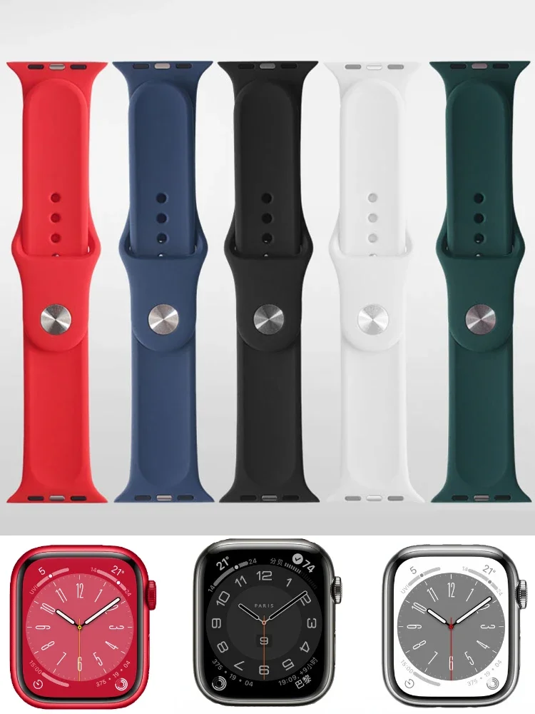 حزام سيليكون لساعة أبل باند 46 مللي متر 45 مللي متر 41 مللي متر 49 مللي متر 44 مللي متر 40 مللي متر 42 مللي متر معصمه iWatch سلسلة 11 10 9 8 7 6 5 4 SE3 الترا حزام