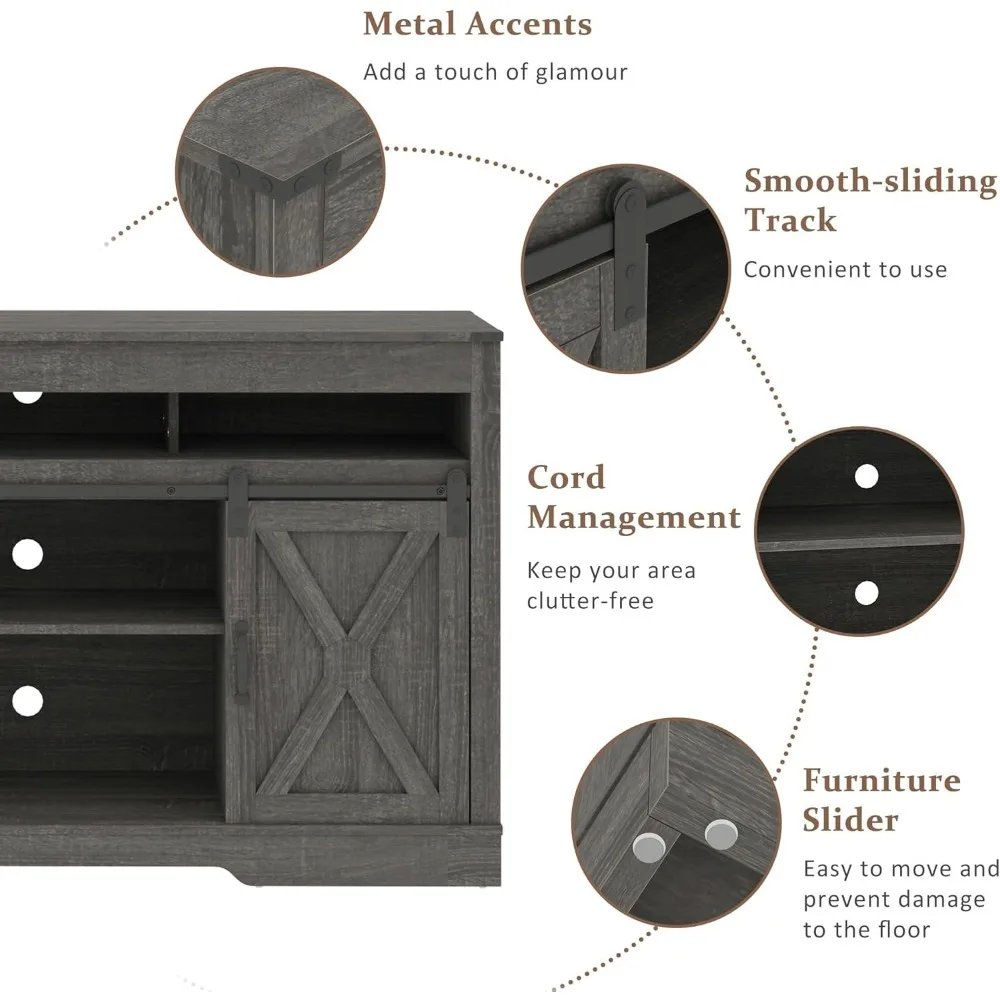 Rustikaler TV-Ständer mit Schiebetüren für 65-TVs – Aufbewahrungsschrank für Unterhaltungszentrum für das Wohnzimmer