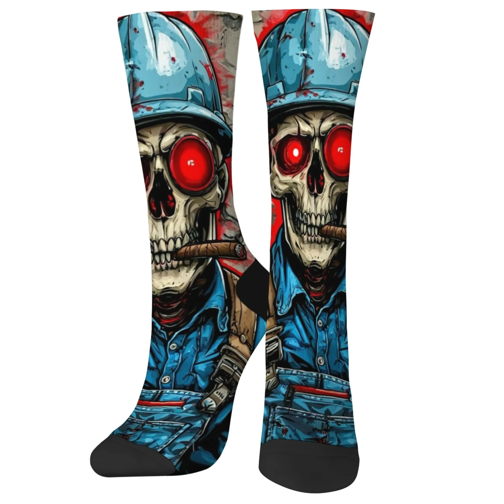 Lustige Klempner-Schädel, trendige Socken, Geschenk, Harajuku, Retro-Kompressionssocken, Neuheit, Straßen-Hip-Hop-Socken, geeignet für alle Jahreszeiten