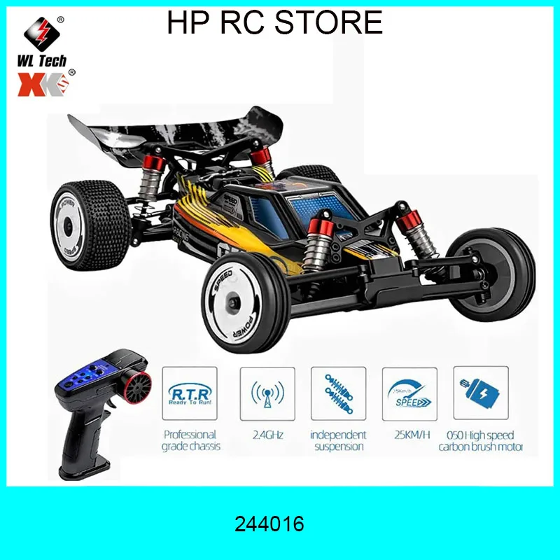 WLtoys 244016 1/24 Scale High Speed Remote Control Car 2WD Drift Racing Toy 2.4G All Terrain 25KM/H Christmas Gift