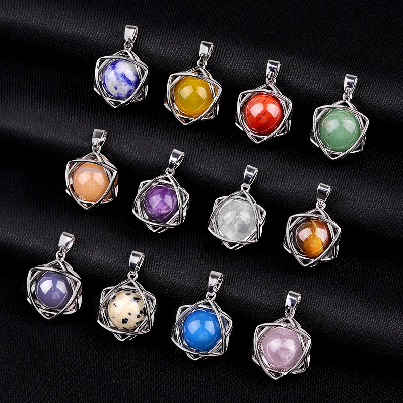 16x20mm Reiki Six Pointed Star Shaped Pendants Natural Semi-precious Stone Amethysts Tiger Eye For Making Necklace Earrings