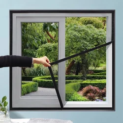 1 Pack Black Window Mosquito Net – Self-Adhesive, Dustproof, Insect-Resistant, Breathable, Washable, and Easy to Install
