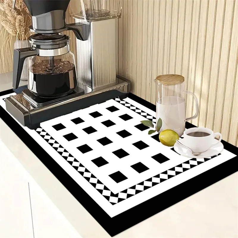 

Plaid Style Coffee Machine Drainage Mat Coaster Western Placemat HomHome goods Home textile finise Insulated Mat