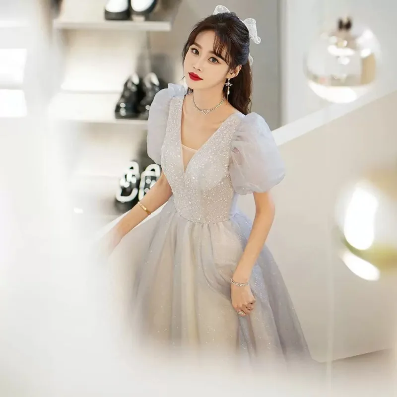 Vestido de noche, ceremonia de mayoría de edad para mujer, vestido de princesa, música vocal, cumpleaños, presentador de exámenes de arte, lujo ligero, nicho de alta gama