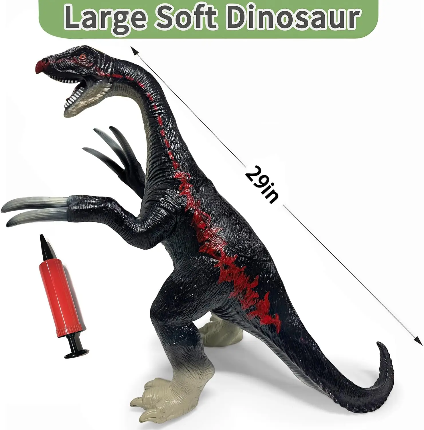 Grandi giocattoli di dinosauro per bambini, grandi action figure gonfiabili di dinosauro Therizinosaur da 29 pollici per i più piccoli, regali di compleanno per ragazzi e ragazze