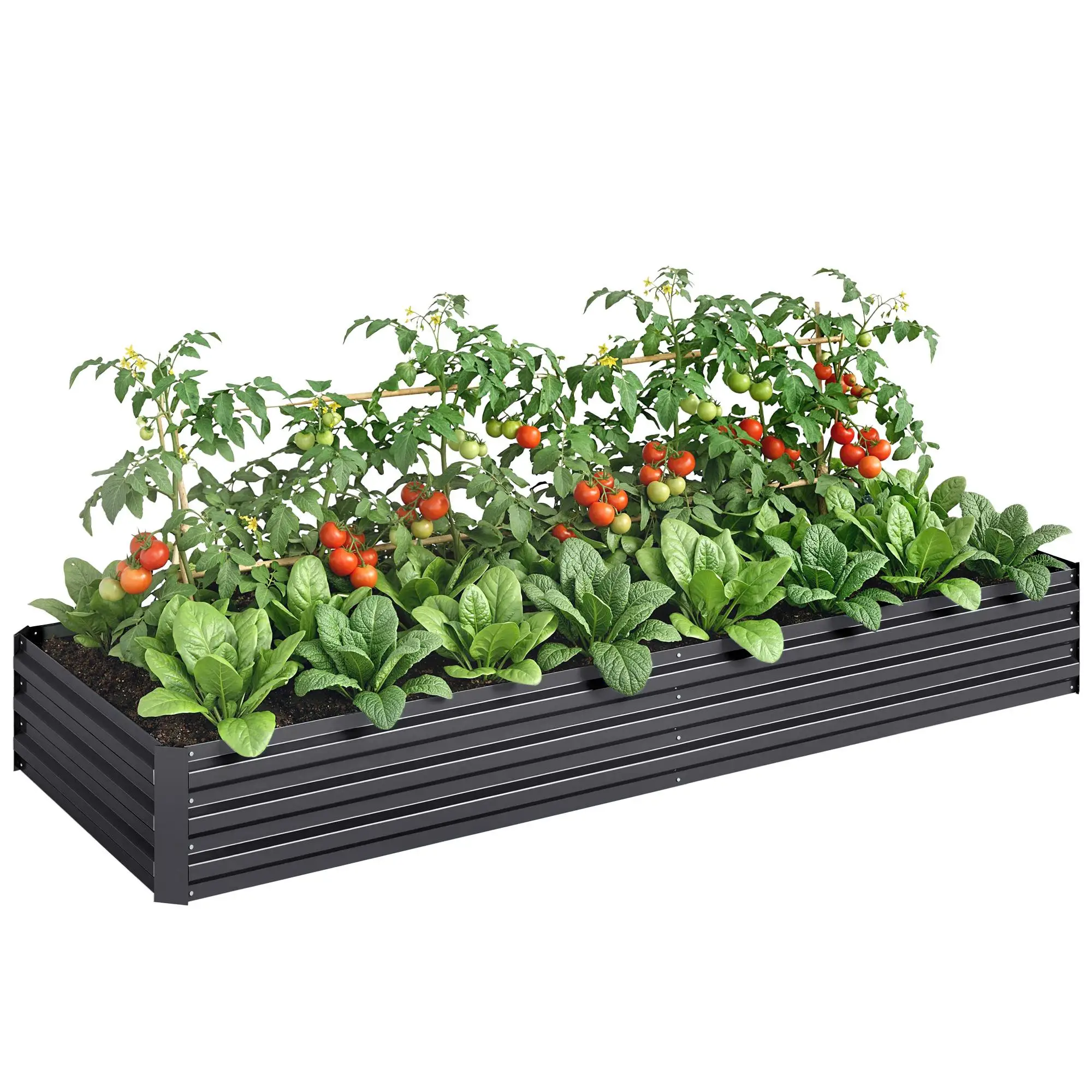 Jardinière surélevée en acier Open Floor 241x90.5x30cm Gris Pour fleurs et herbes