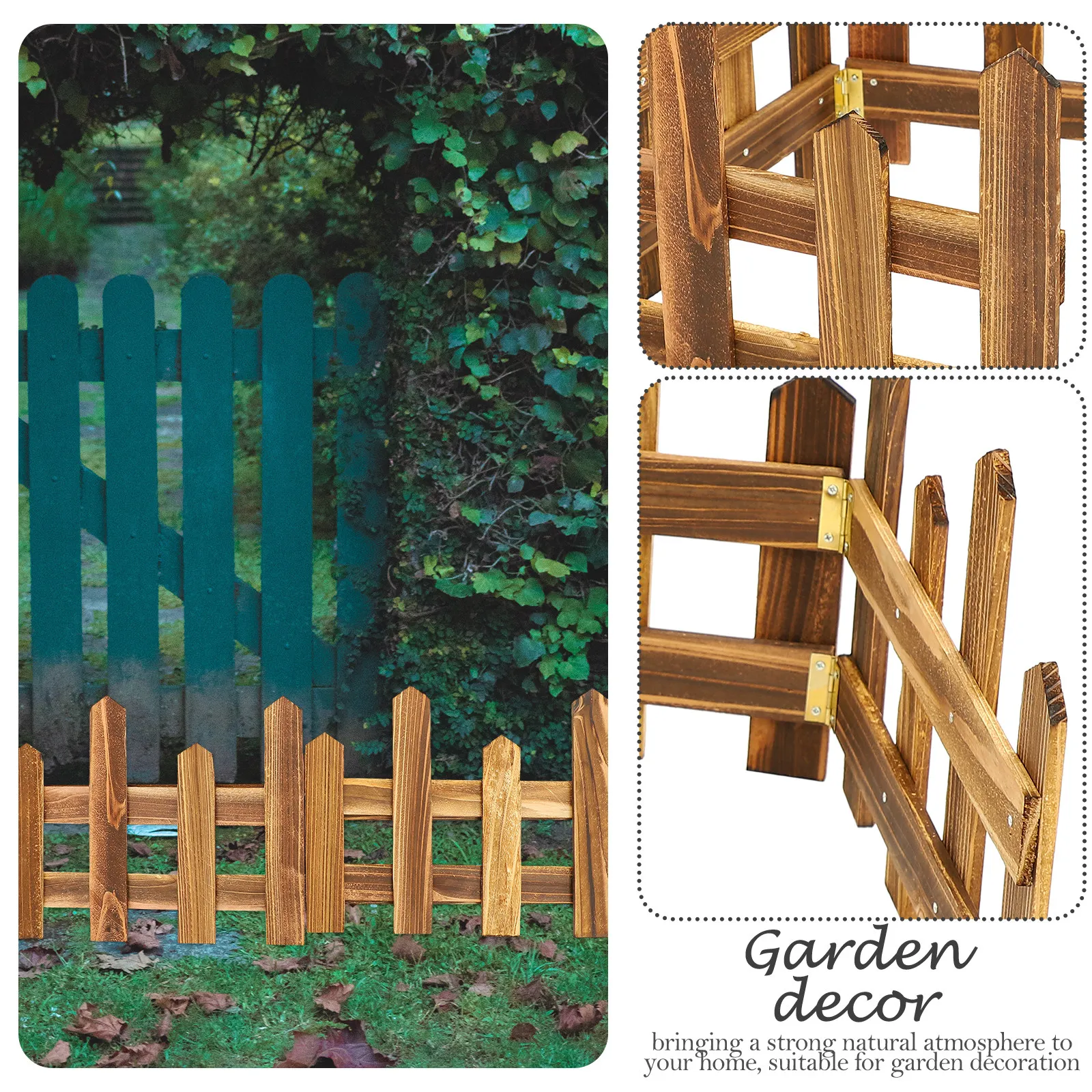 Carbonized Wood Garden Fence Simple Elegant Outdoor Yard Balcony Decorative Landscape Fence for Courtyard Restaurant Hotel