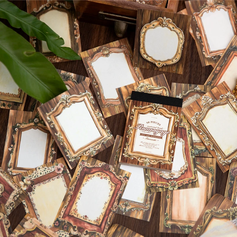 50Pcs/Back Material paper Romantic Journey Series Base Handmade Decorative Paper Supplies Hand Booklets Collage Daily Decoration