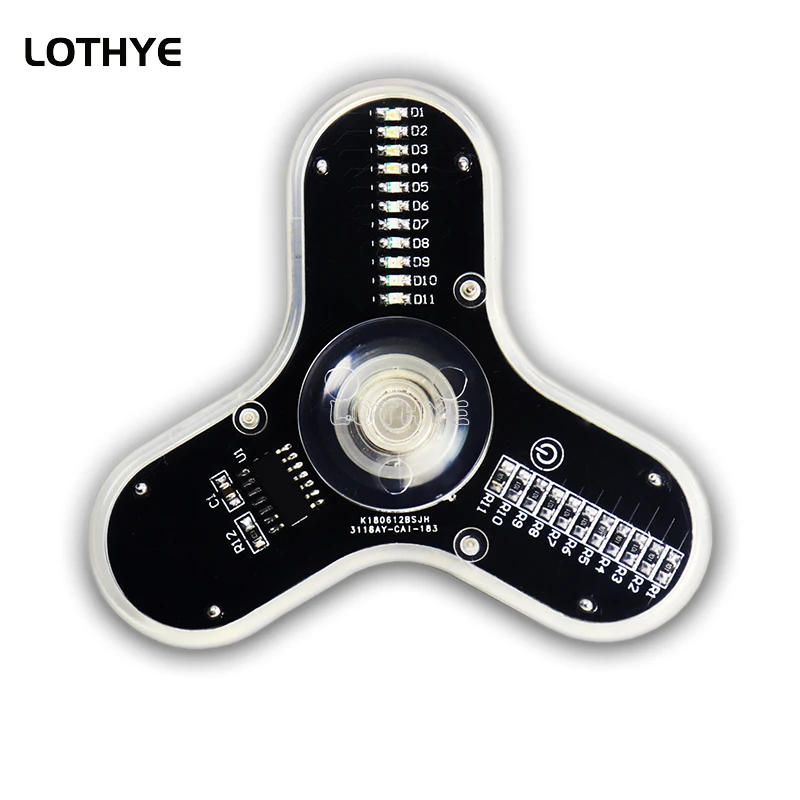 LED Fidget Spinner produkcja głośnik atmosfera DIY zestaw elektronowy 3 liść Luminous żyroskop na czubku palca RG550 DIY części zestaw do lutowania