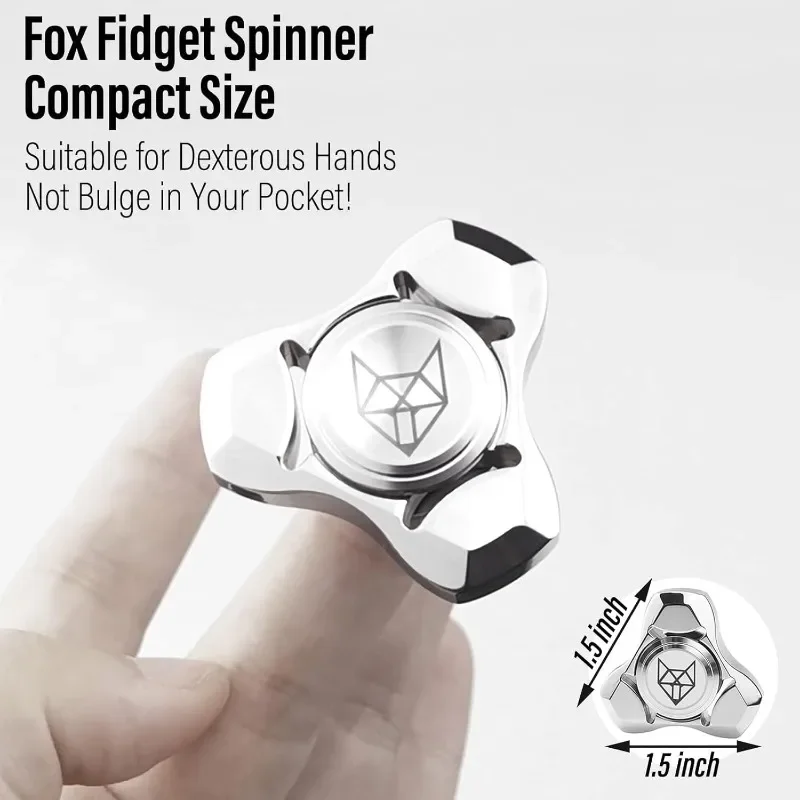 Fidget Spinner for Adults,Stainless Steel Heavy Spinning Toys,Small Mini Fox Hand Gyro Bearing Premium Long High Spin Fidget