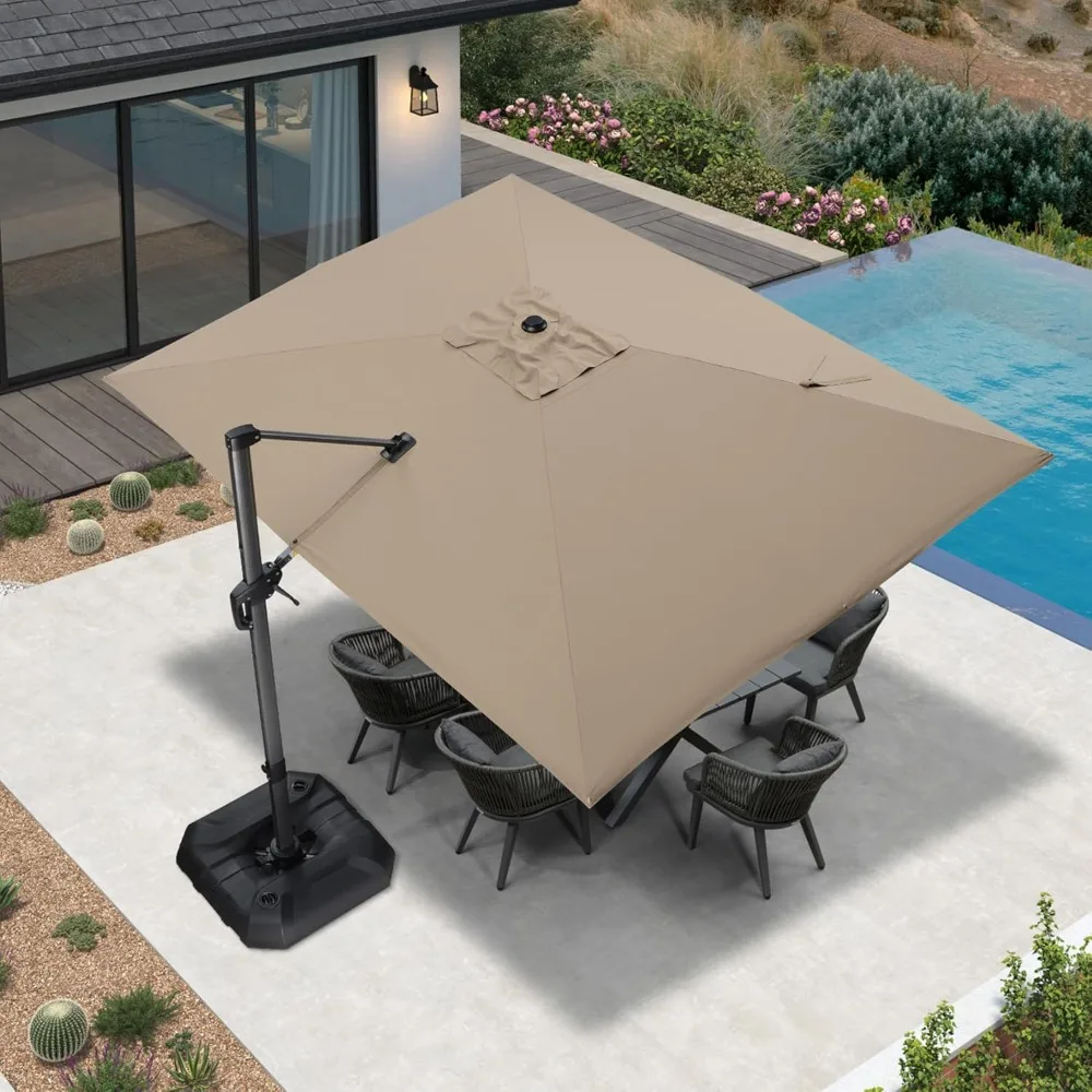 9' X 11.5' Patio Umbrella Outdoor Cantilever Rectangle Umbrella Aluminum Offset Umbrella with 360-degree Rotation