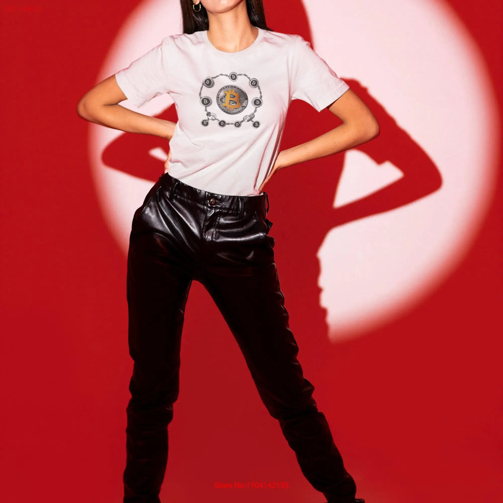 

Bitcoin T Shirt for Her Him Crypto Chain Birthday Present long or short sleeves