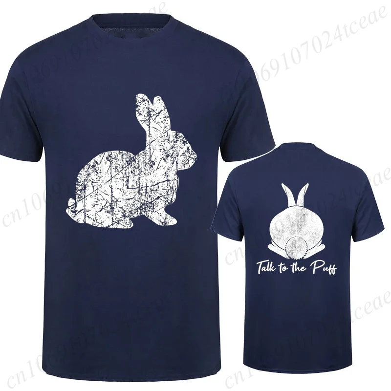 Talk To The Puff T-Shirts for Men Funny Bunny Graphic Y2k Tops Hip Hop Streetwear Harajuku Short Sleeve Tees Oversized Clothing