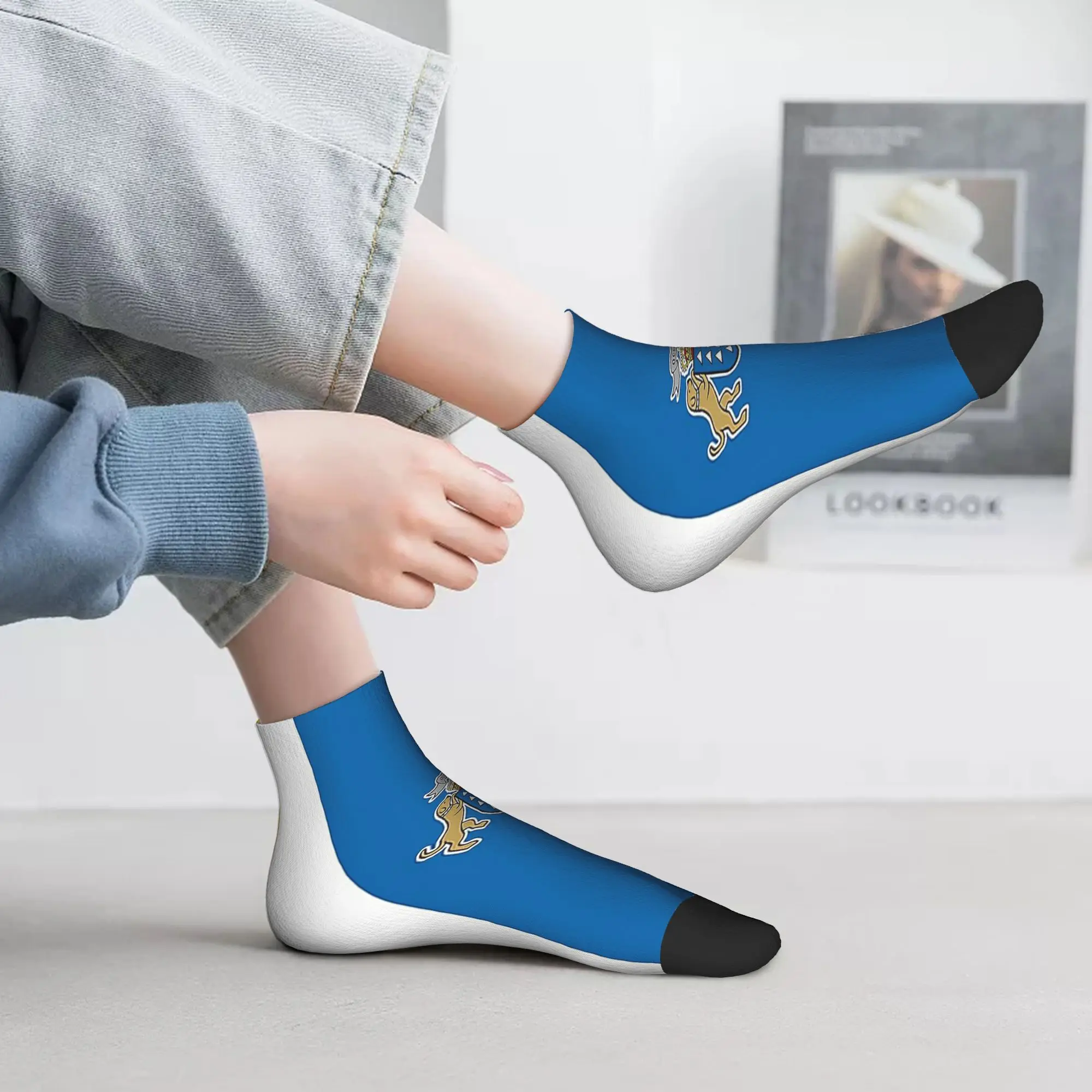 

All Seasons Spain Flag Oceano Canary Islands Socks Harajuku High Quality Crew Socks Hip Hop Stockings for Men Women Gifts