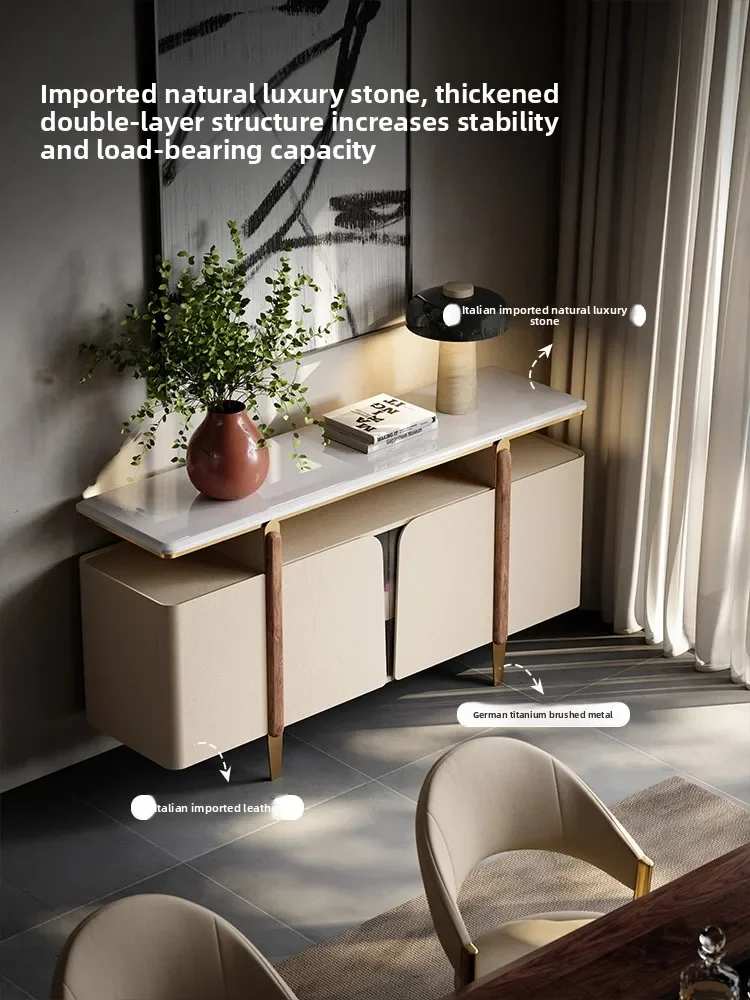 High-end side cabinets integrated storage cabinets against the wall, luxury stone Kali ice jade villa storage storage chest
