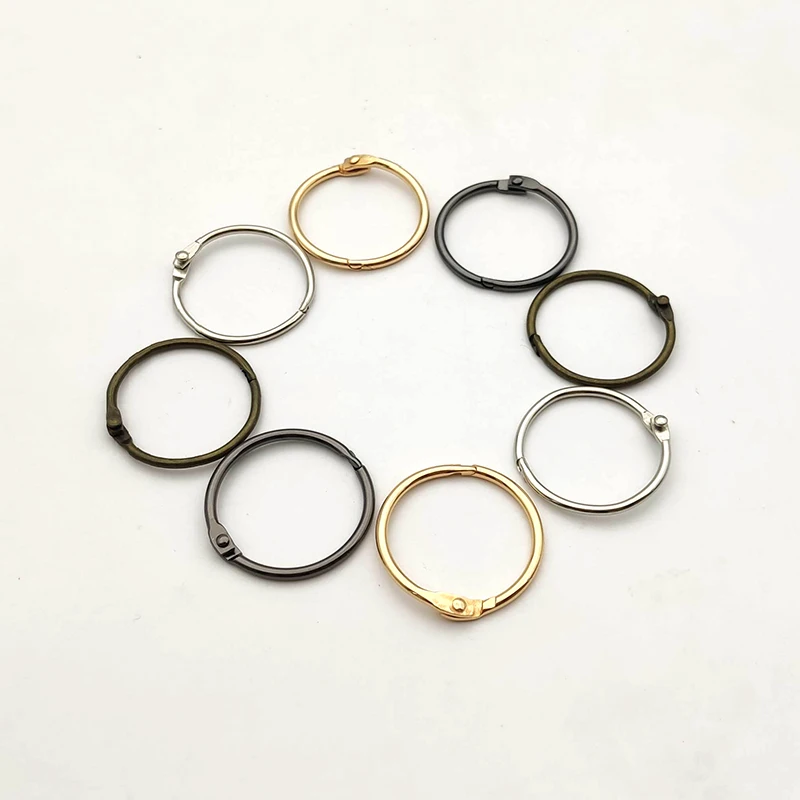 Imagem -02 - Gold Metal Loose Leaf Book Binder Anéis de Articela Keychain Album Scrapbook Craft Anéis Abertos Pretos Office Binder Hoops 30 mm 50 Pcs