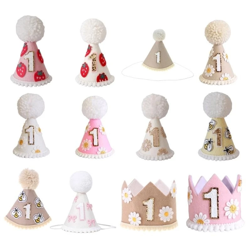 

M76C Felt Party Supplies Role Playing Props Baby Birthday Hat for Party Decorations