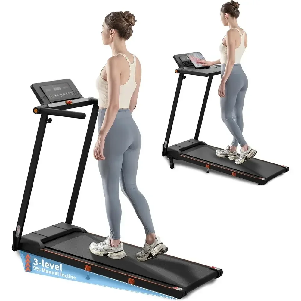 3-in-1 Portable Treadmill with Incline, Desk and Handle, 3.0HP, 300 lbs Capacity, 0.6-8.0 MPH Speeds