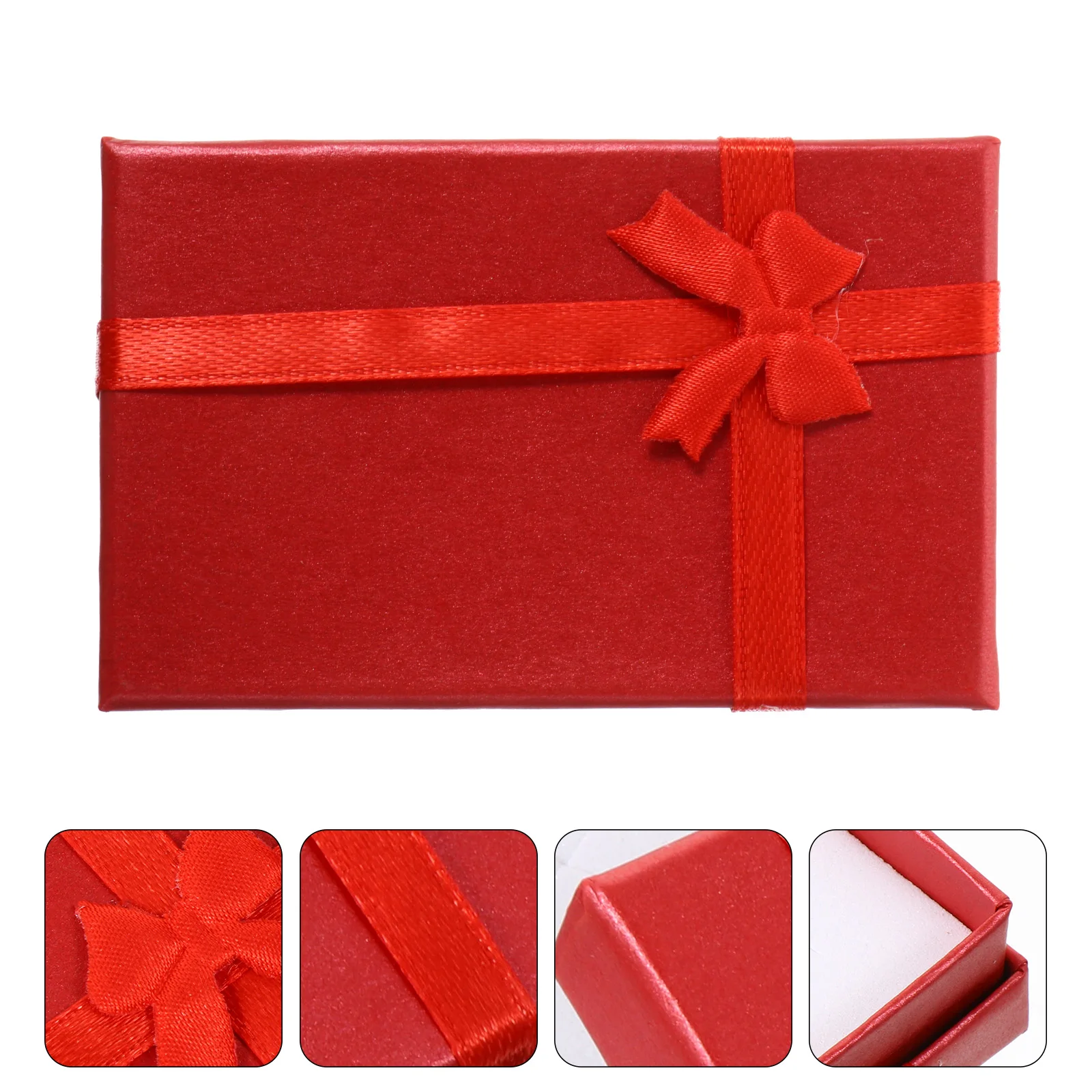 

6 Pcs Gift Boxes Bright Color Cardboard Jewelry Cases Bowknot Lid Packaging Treat Valentine Day Wedding Party Red
