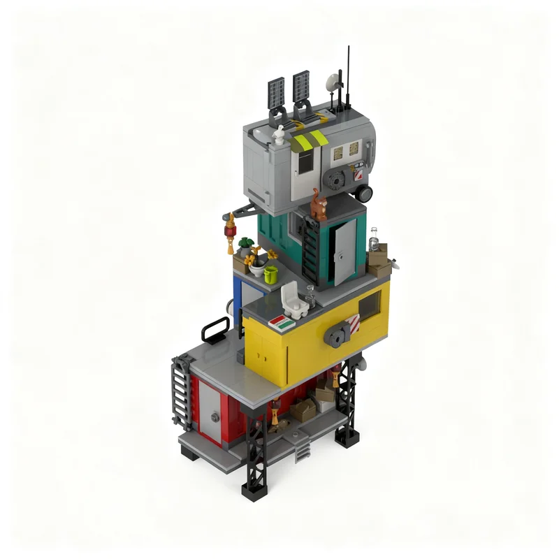 423pcs MOC The Stacks - A Dystopian Grand Emporium Add On Modular Buildings Model Building Blocks Christmas Gift Toy Assemble