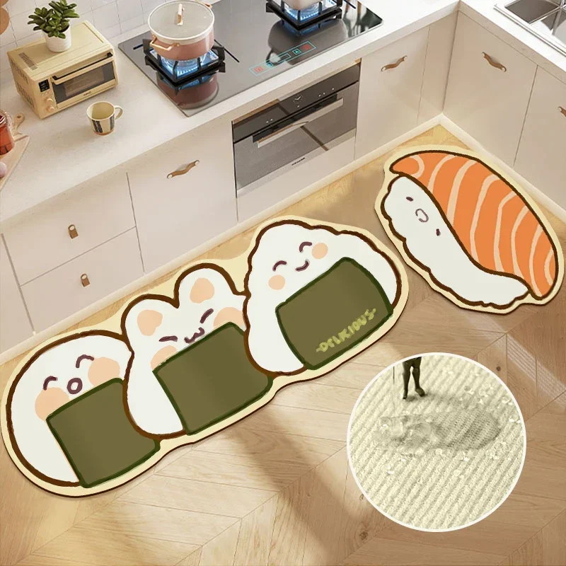 Cartoon Bread Kitchen Floor Mat Anti Slip Kawaii Kitchen Rug Living Room Bedroom Entrance Doormat Home Dormitory Decor Tapis