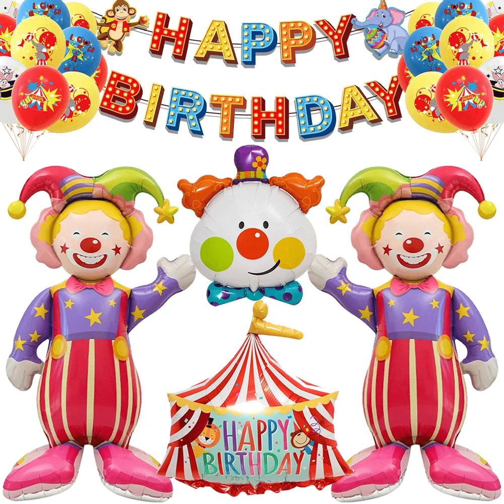 Karneval Thema Party Dekoration Selbststehende Clown Zirkus Luftballons Glücklich Zeichen Banner für Karneval Geburtstag Party Decor Liefert