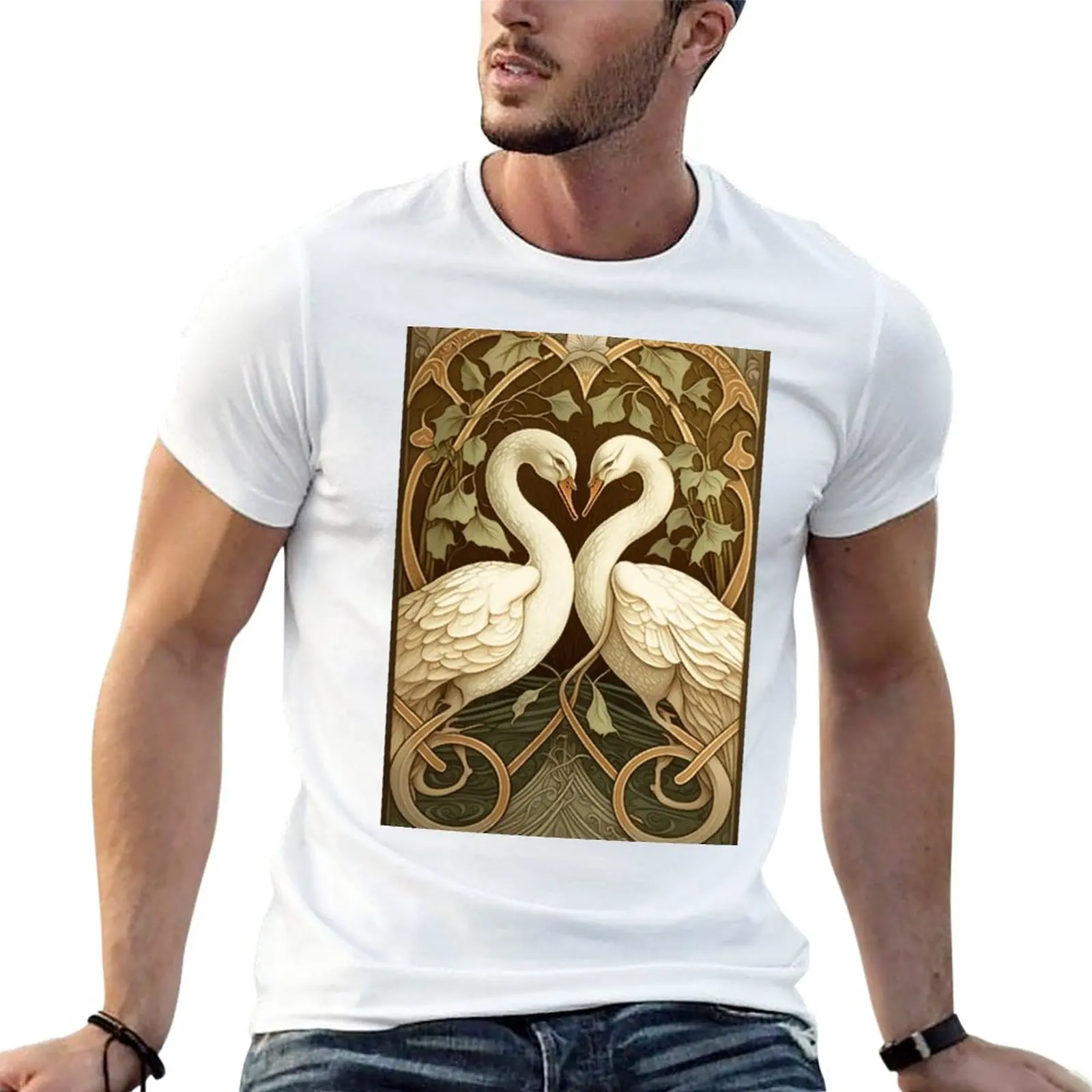 New Romantic Swans T-Shirt boys animal print shirt boys t shirts slim fit t shirts for men