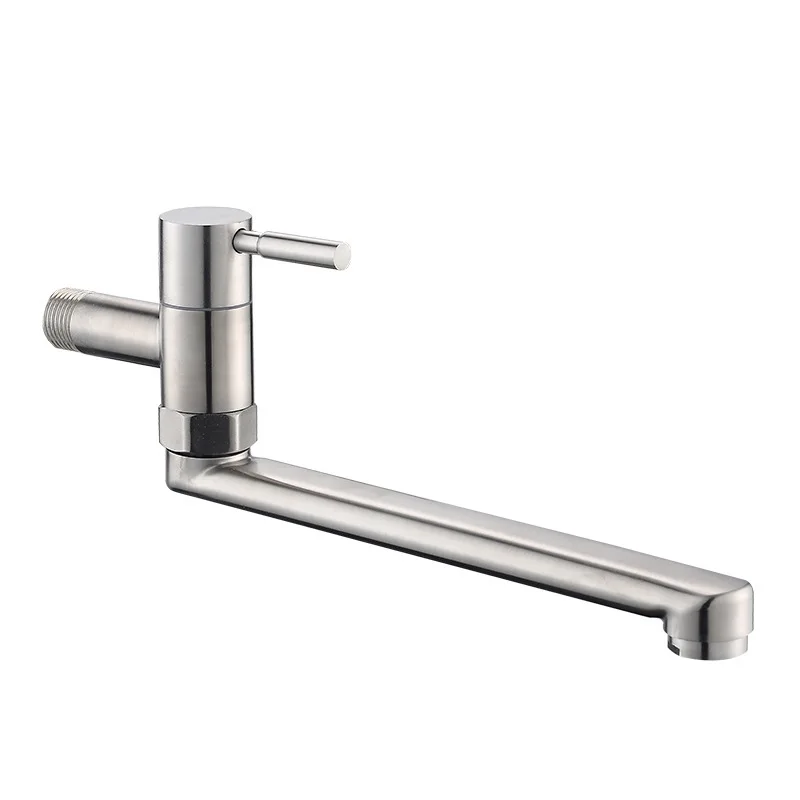304 Stainless Steel In-Wall Single Cold Swing Kitchen Faucet Single Water Mop Pool Vegetable Sink Faucet
